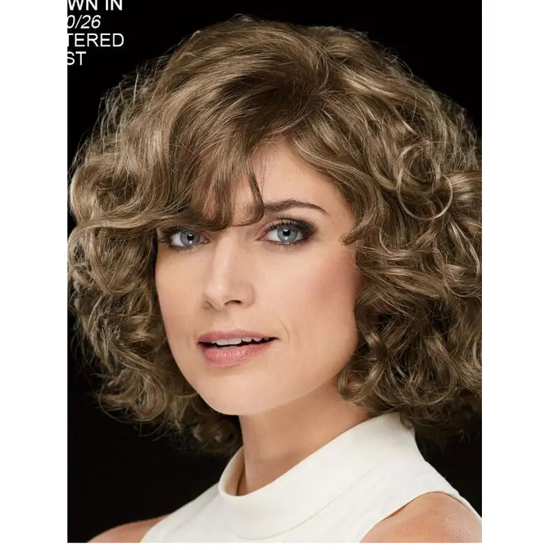 Curly Brown Chin Length 10" Stylish Classic Wigs