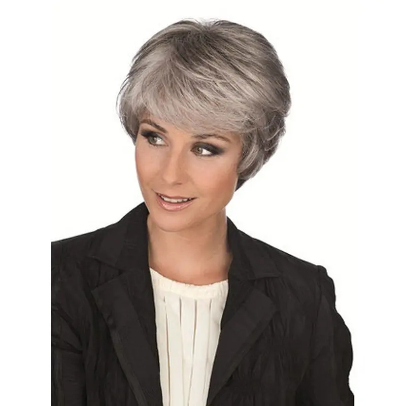 Elegant Straight Short Synthetic Grey Wigs