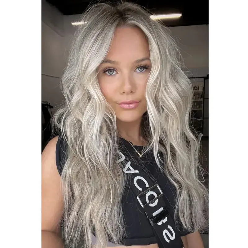 Long Hair Wig Lace Front Wavy Platinum Blonde Wig Long Synthetic Wigs