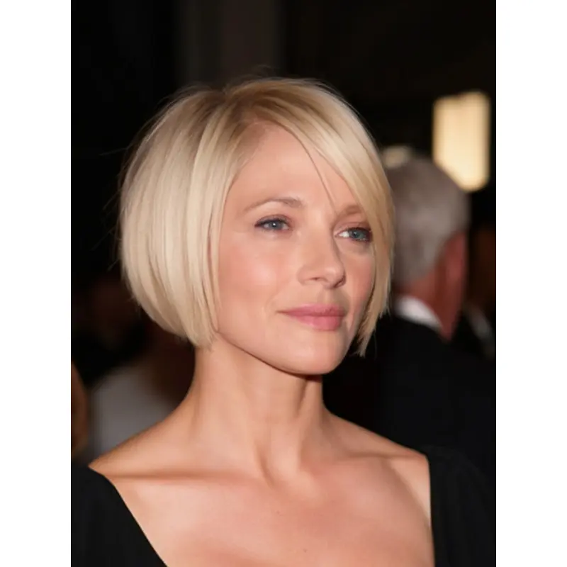 Short Bob Lace Front Wigs Straight Platinum Blonde Synthetic 8" Wigs