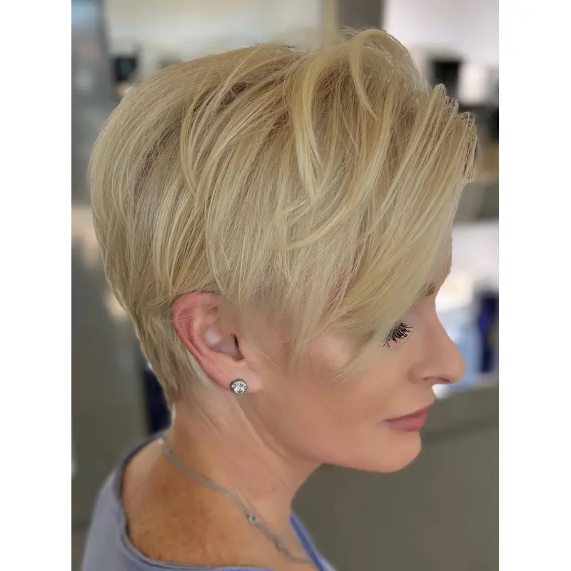 Short Wigs For Women Lace Front Platinum Blonde 6" Boycuts Synthetic Wigs