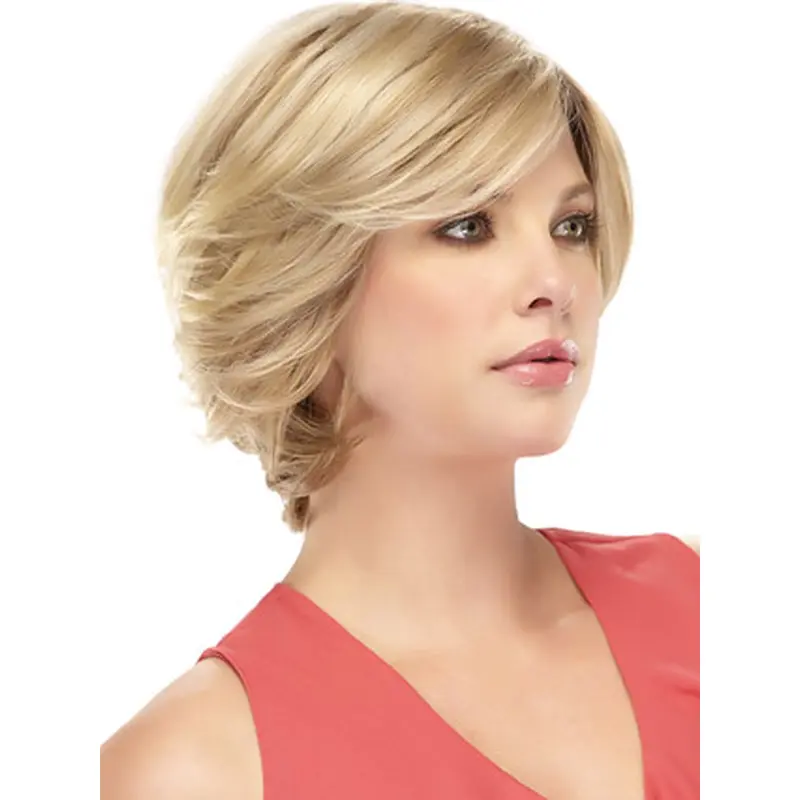 Stylish Blonde Wavy Short Remy Human Lace Wigs