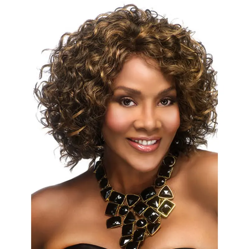 Brown Curly Synthetic Preferential Medium Wigs