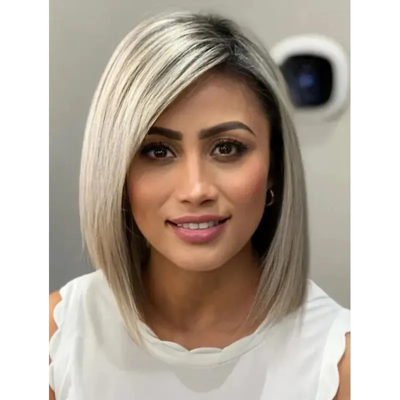 Lace Wigs Synthetic Straight Wigs Shoulder Length Wigs Platinum Blonde Wigs