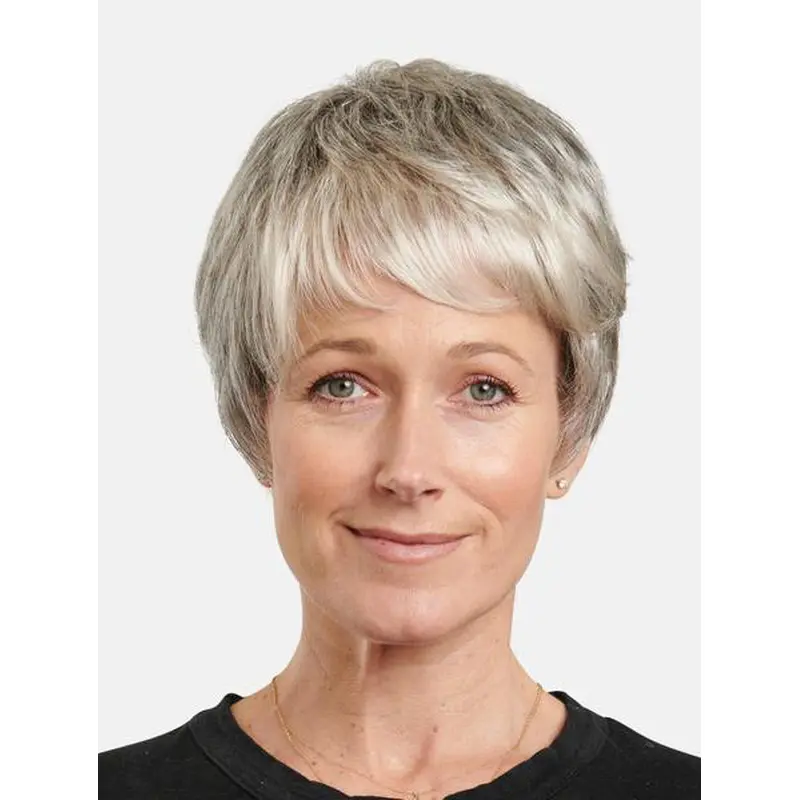 Synthetic Grey Straight 8" Boycuts Short Incredible Monofilament Wigs