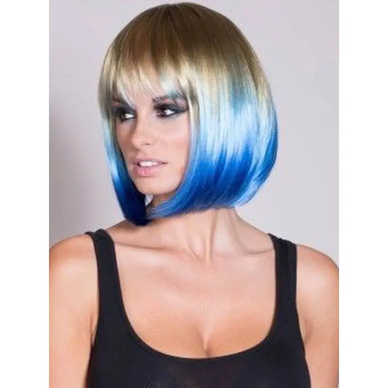 14" Straight Short Lace Front Two Tone Wigs