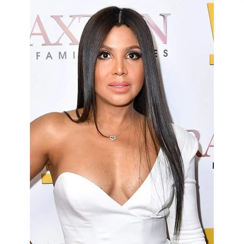 22" Straight Long Lace Front Without Bangs Black Toni Braxton Wigs