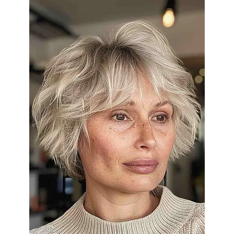 Bob Wig Hairstyles Platinum Blonde Straight 10" Monofilament Chin Length Wigs