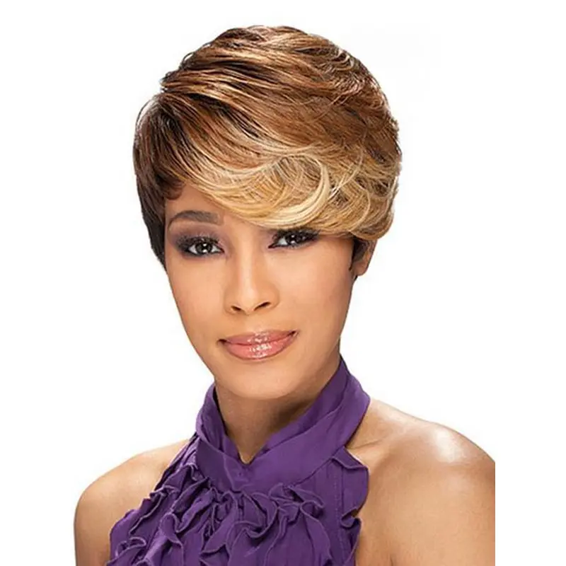 Brown Layered Wavy Polite African American Wigs