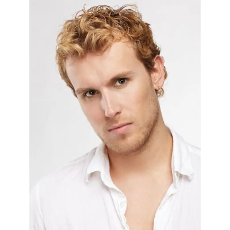 Cool Blonde Curly Short Men Wigs