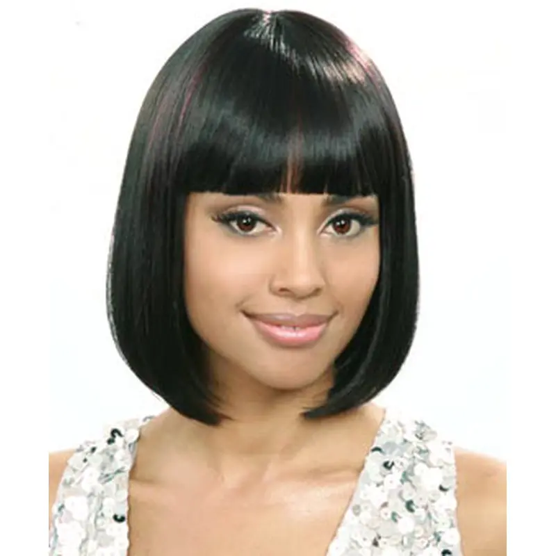 Discount Black Straight Chin Length African American Wigs