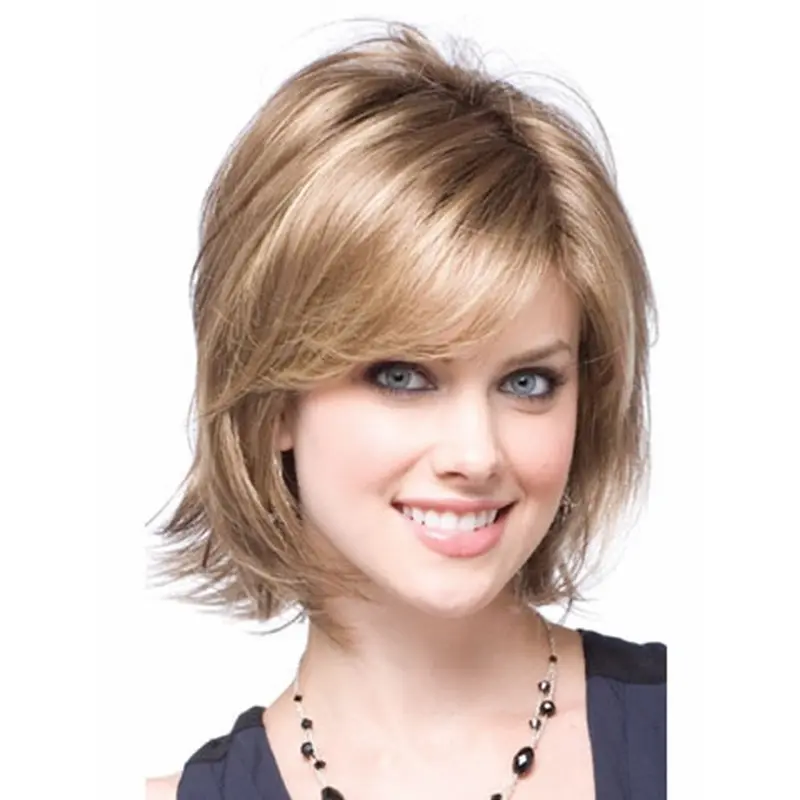 Modern Blonde Chin Length Synthetic Wigs