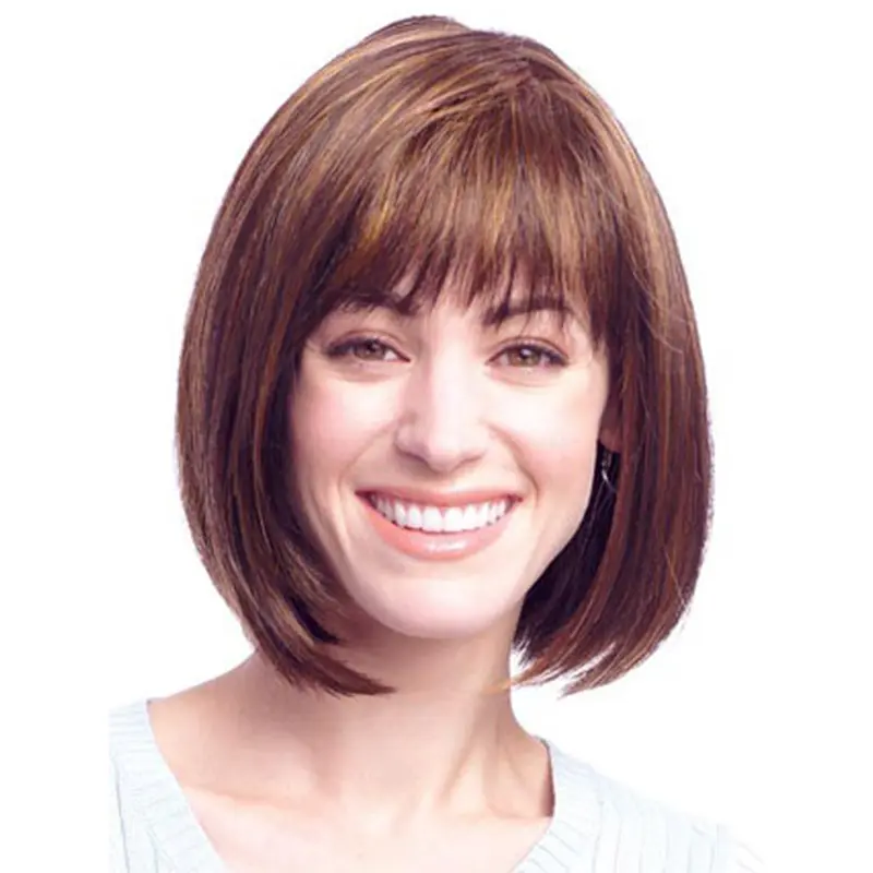 Refined Auburn Lace Front Chin Length Lace Wigs