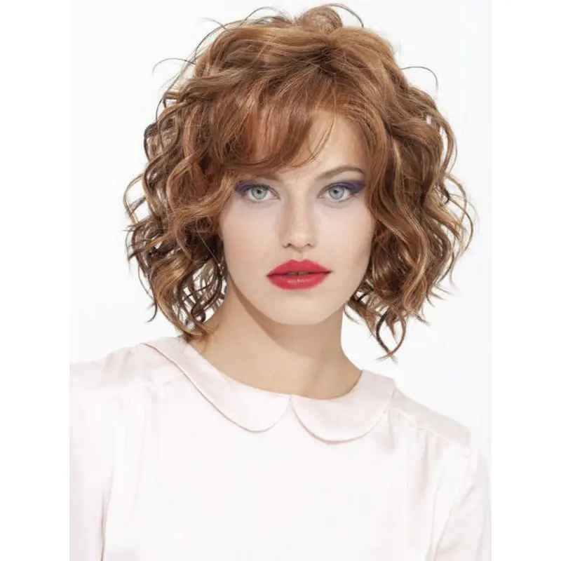 Synthetic 12" Wavy Chin Length Blonde Real Looking Bob Wigs