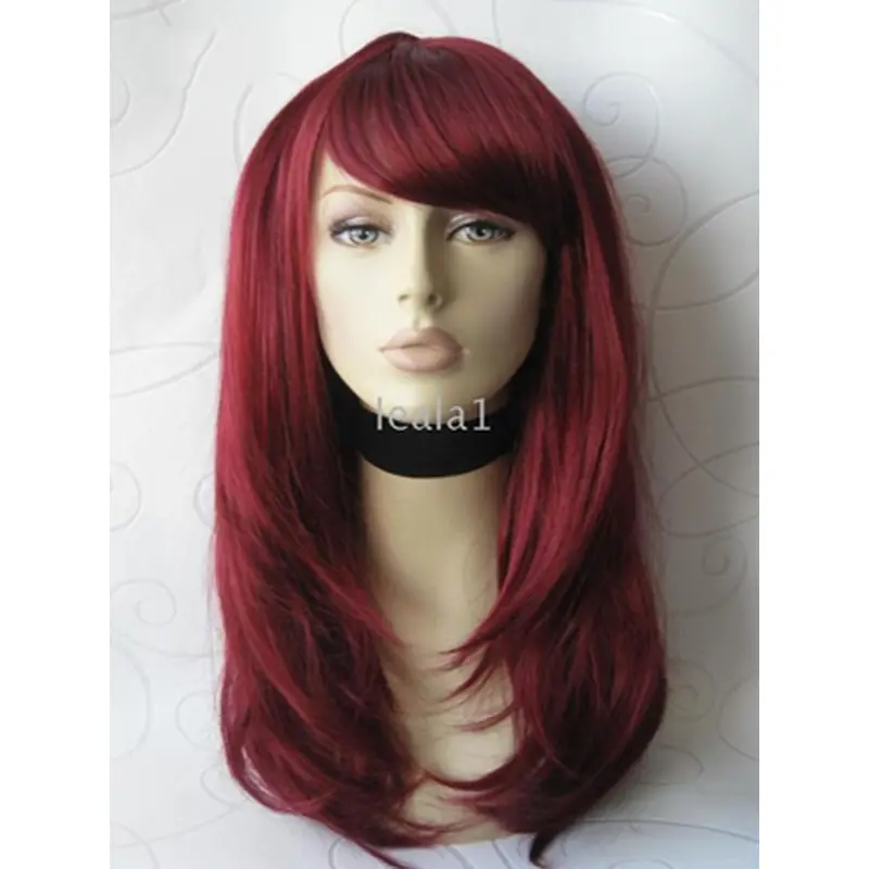 18 Inches Dark Red Straight Lace Front Human Wigs