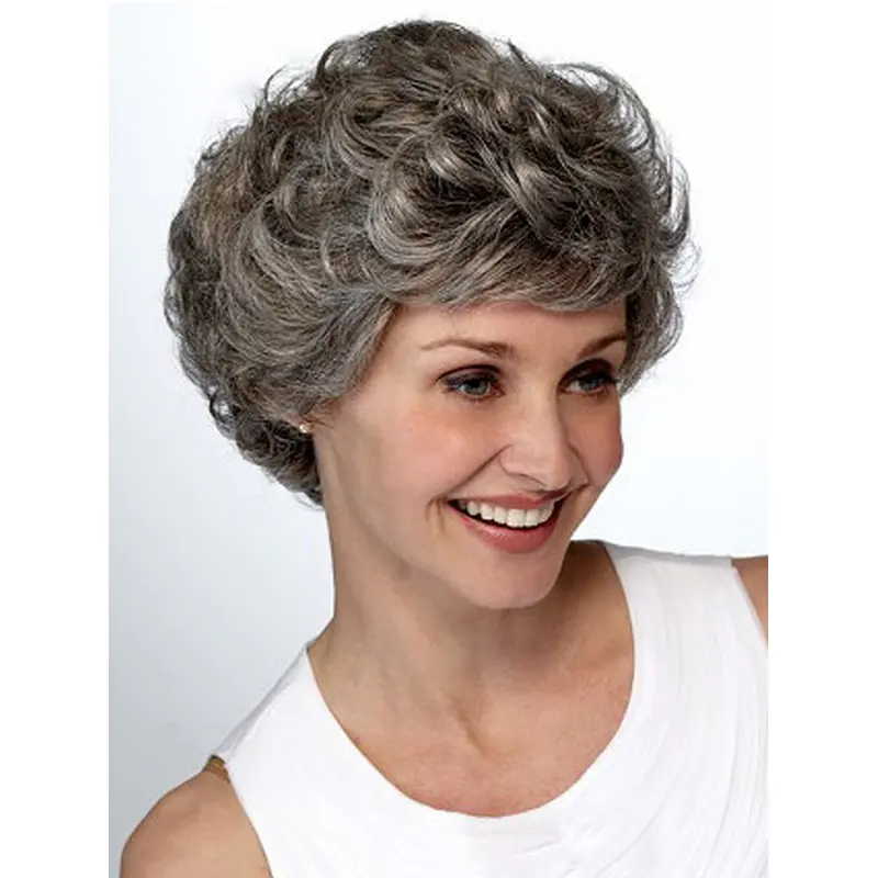 Comfortable Wavy Short Synthetic Grey Wigs