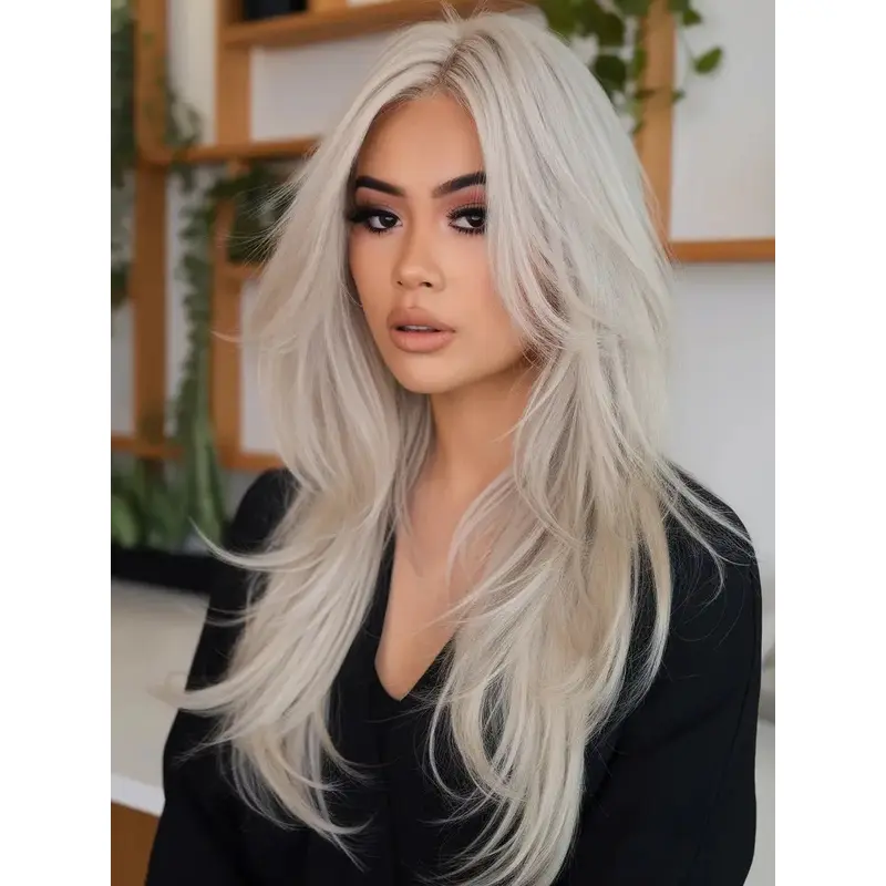 Long Natural Hair Wigs 22" Monofilament Layered Wigs