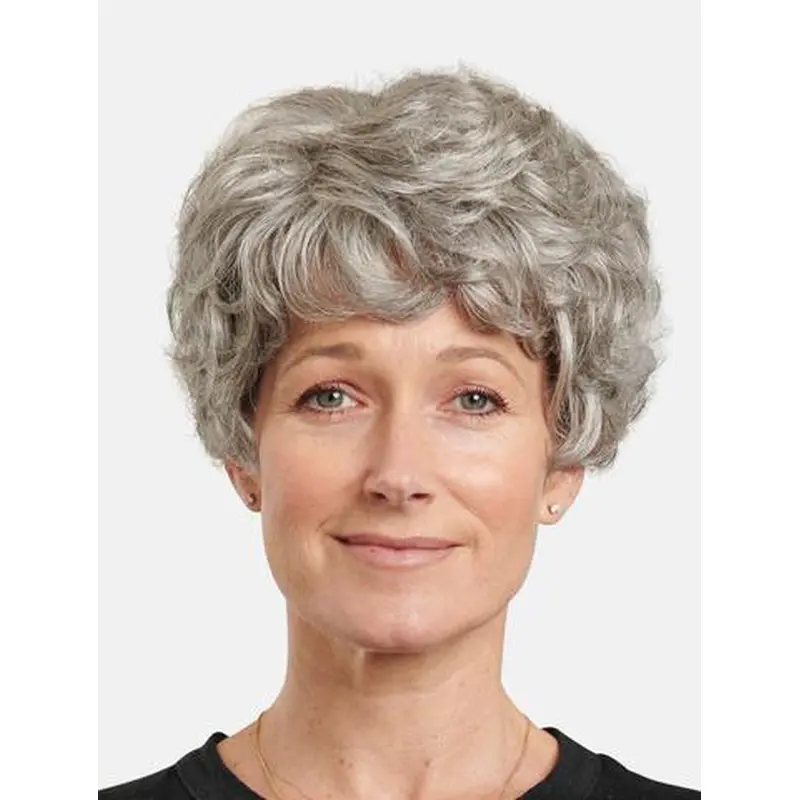 Monofilament 8" Wavy Synthetic Layered Short Best Grey Wigs