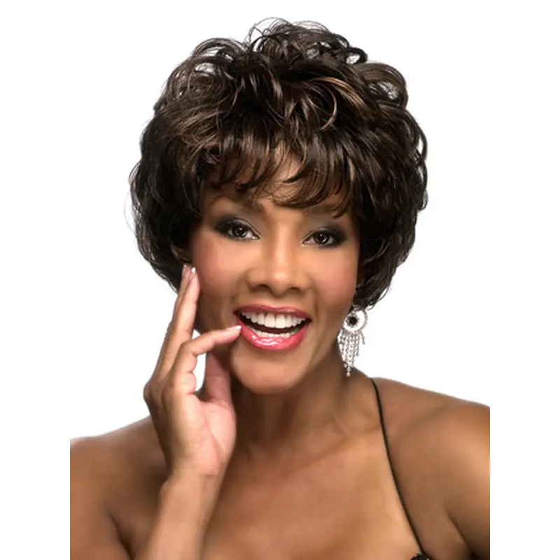 Sassy Brown Curly Cropped African American Wigs