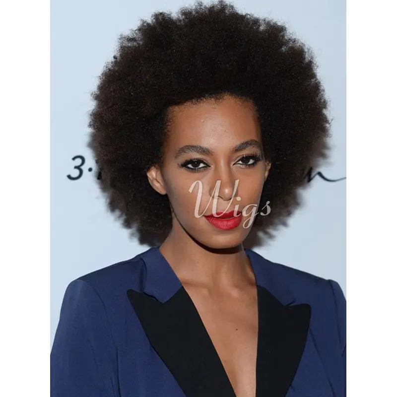 Short Afro Curl Human Hair Full Lace Wig Kinky Wigs