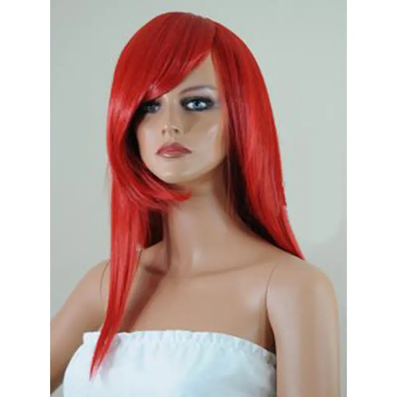 18 Inches Straight Lace Front Red With Bangs Lace Wigs