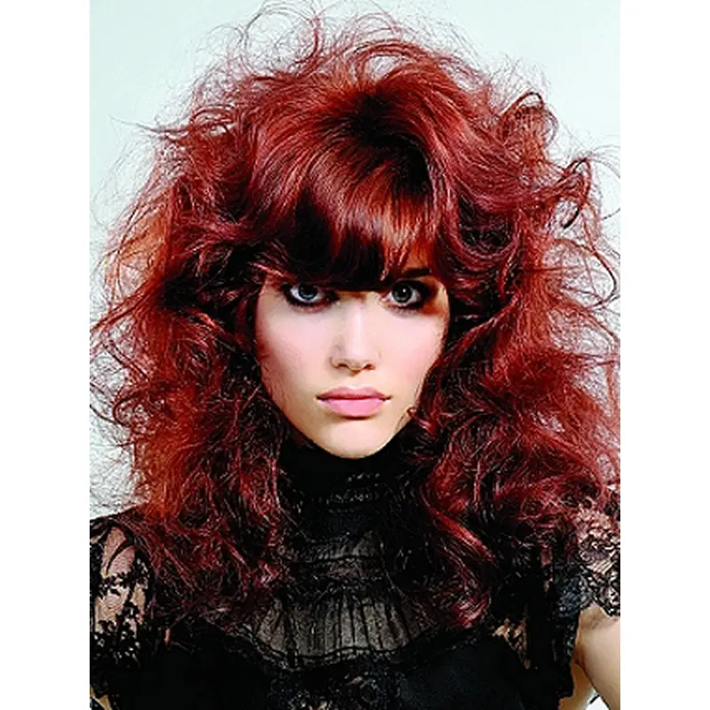 16 Inches With Neat Bangs Red Capless Human Hair Wigs