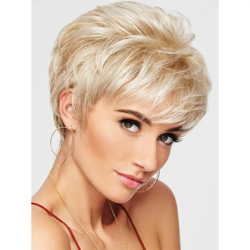 4" Cropped Wavy Blonde Boycuts High Quality Synthetic Wigs