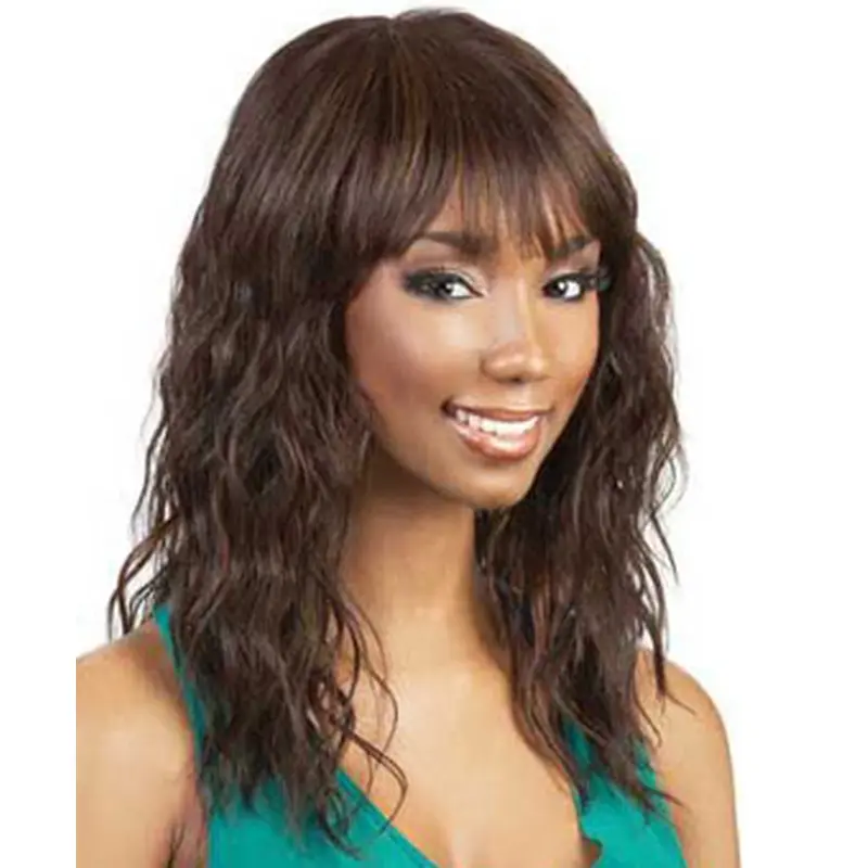 Incredible Auburn Wavy Shoulder Length African American Wigs