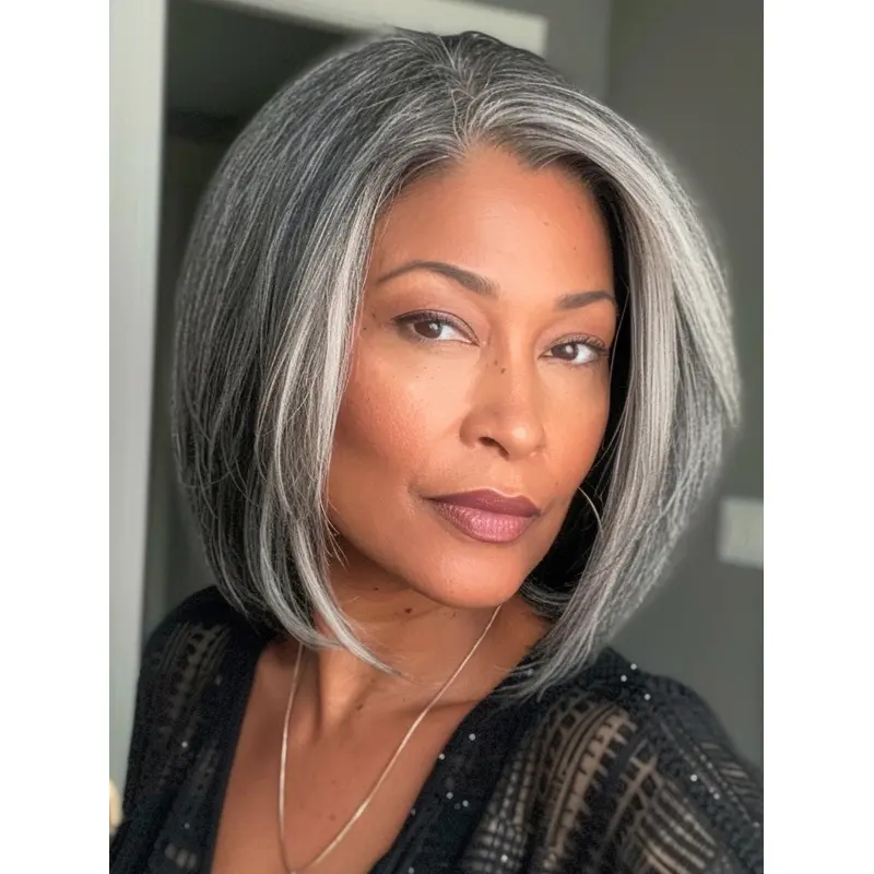 Natural Hair Wigs For African American 10" Bobs Straight Wigs