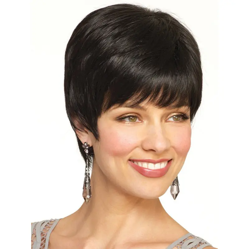 Black Straight Remy Human Hair Preferential Short Wigs