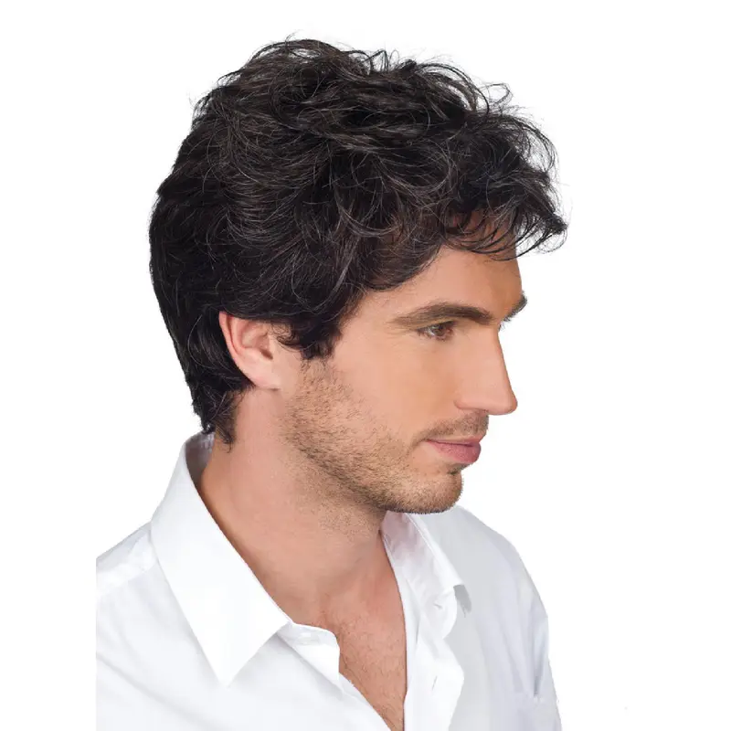 High Quality Monofilament Wavy Short Men Wigs