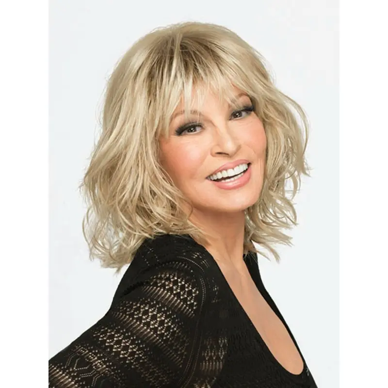 Monofilament Wavy 14" Blonde Synthetic Wig With Bangs