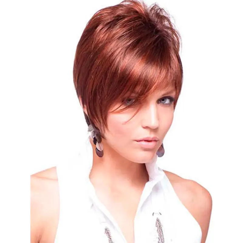 Red Unique Boycuts Straight Short Wigs
