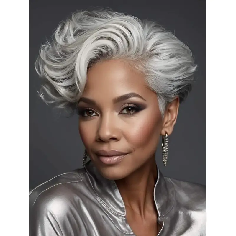 Wigs For Small Heads African American Boycuts Synthetic Wavy Wigs