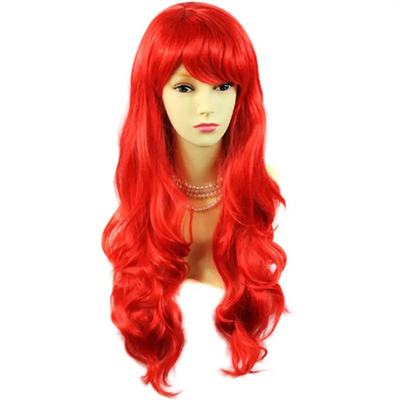 Long Wavy With Bangs 24 Inches Red Wigs