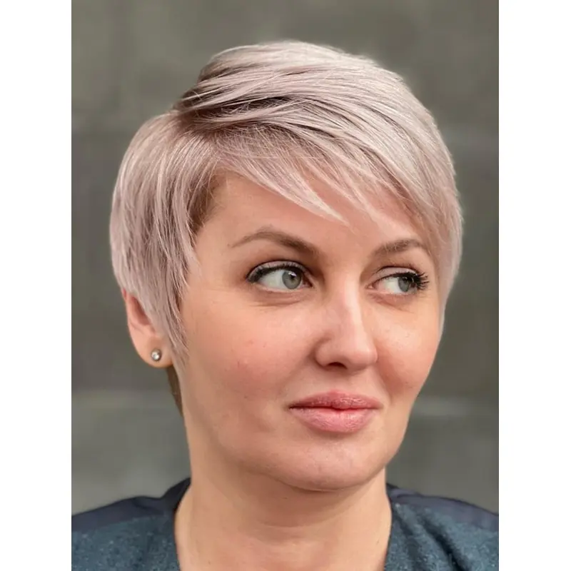 Short Hair Wig Styles Platinum Blonde 4" With Bangs Wigs