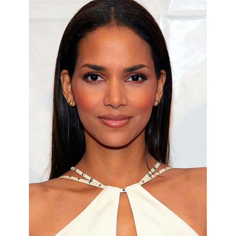 Straight Black Lace Front Long Without Bangs Halle Berry Wigs
