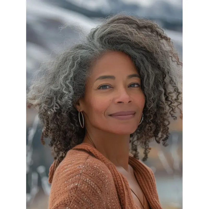 100 Human Hair Wigs For African American 12" Monofilament Grey Wigs