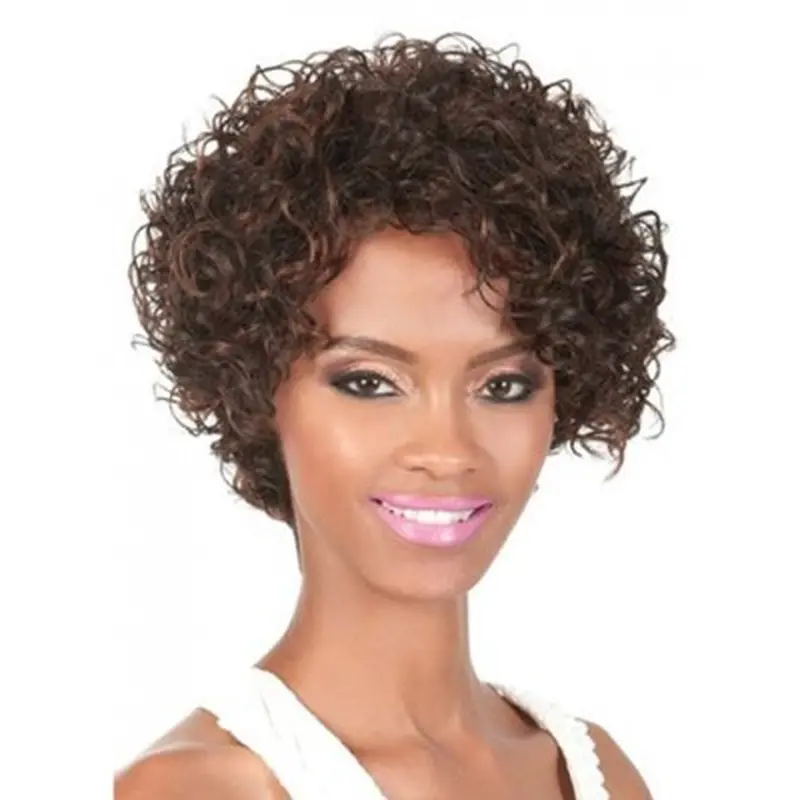 Brown Curly Synthetic Unique Medium Wigs