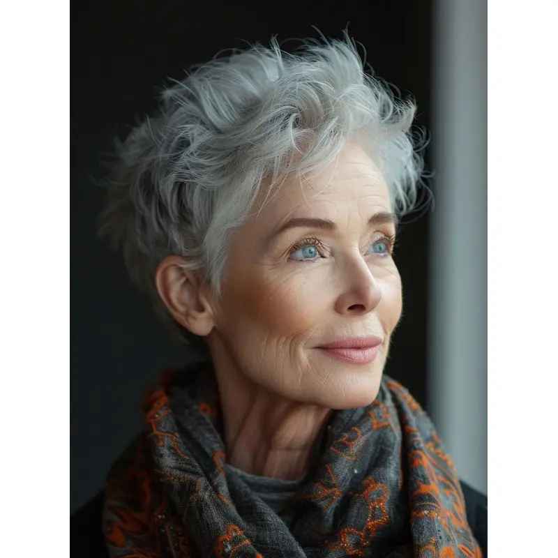 Human Hair Grey Wig Boycuts Monofilament Short 6" Straight Wigs