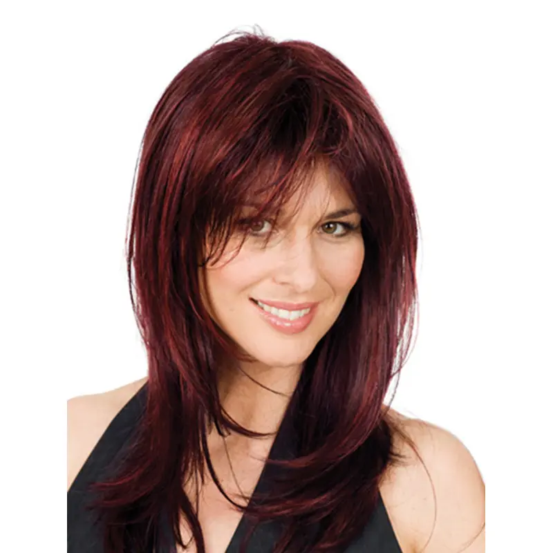 Red Wavy Shoulder Length Glueless Lace Wigs