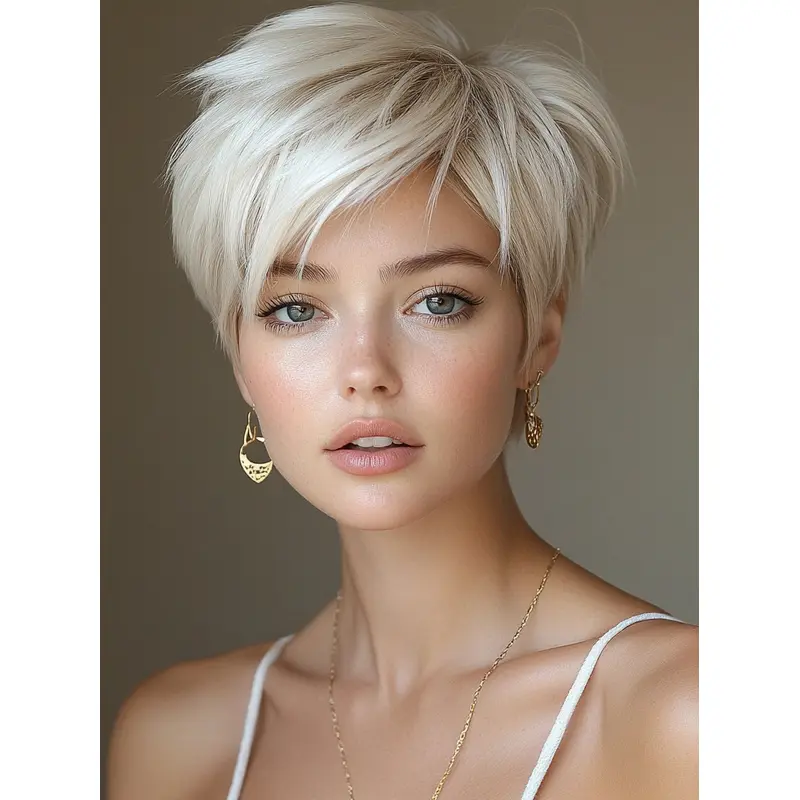 Short Wigs Human Hair Platinum Blonde Boycuts Straight 6" Monofilament Wigs