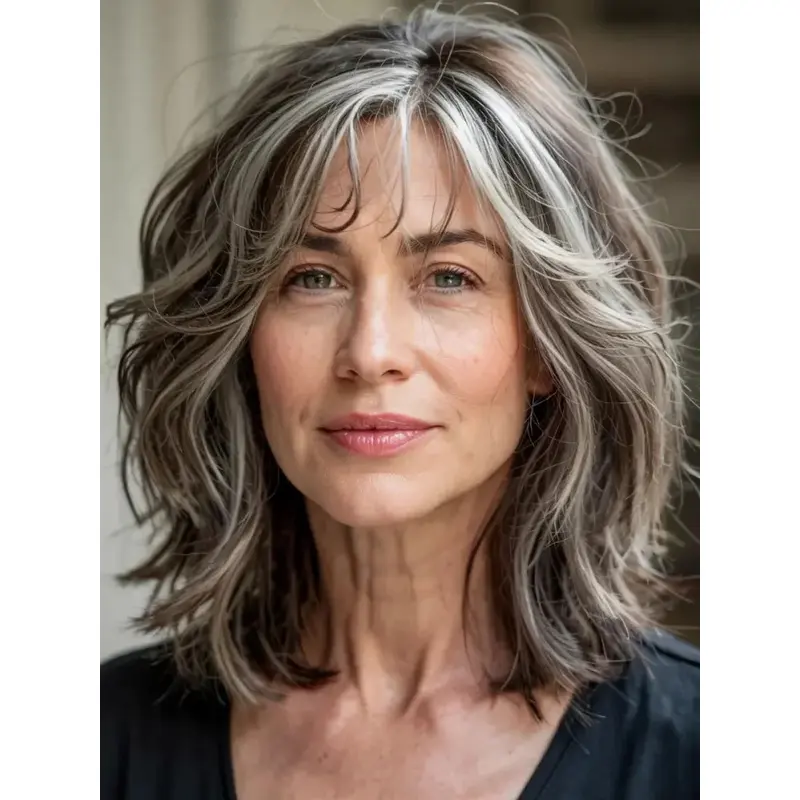 Wigs For Women Grey Monofilament 14" Remy Human Hair Layered Wigs