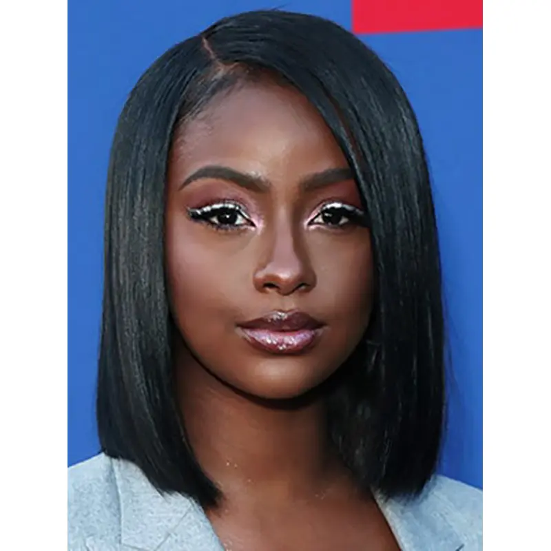 14" Lace Front Shoulder Length Black Bobs Justine Skye Wigs