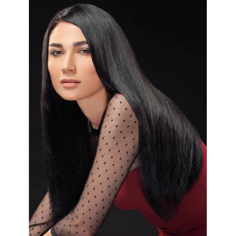 22" Long Straight Black Hand-Tied Wigs Online