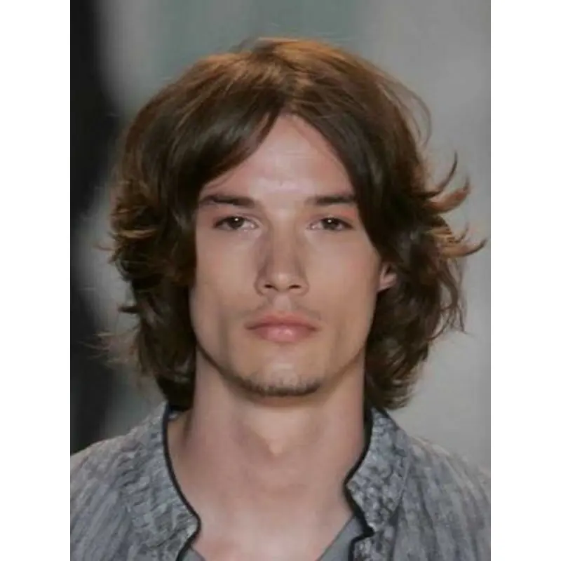 Auburn Lace Front Chin Length Men Wigs