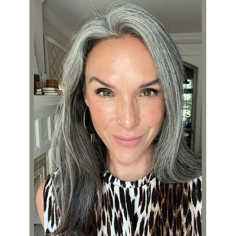 Grey Long Wig 16" Wavy Remy Human Hair Layered Wigs