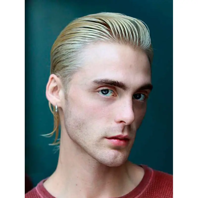Men Wig Lace Front Synthetic 6" Straight Platinum Blonde Layered Wigs