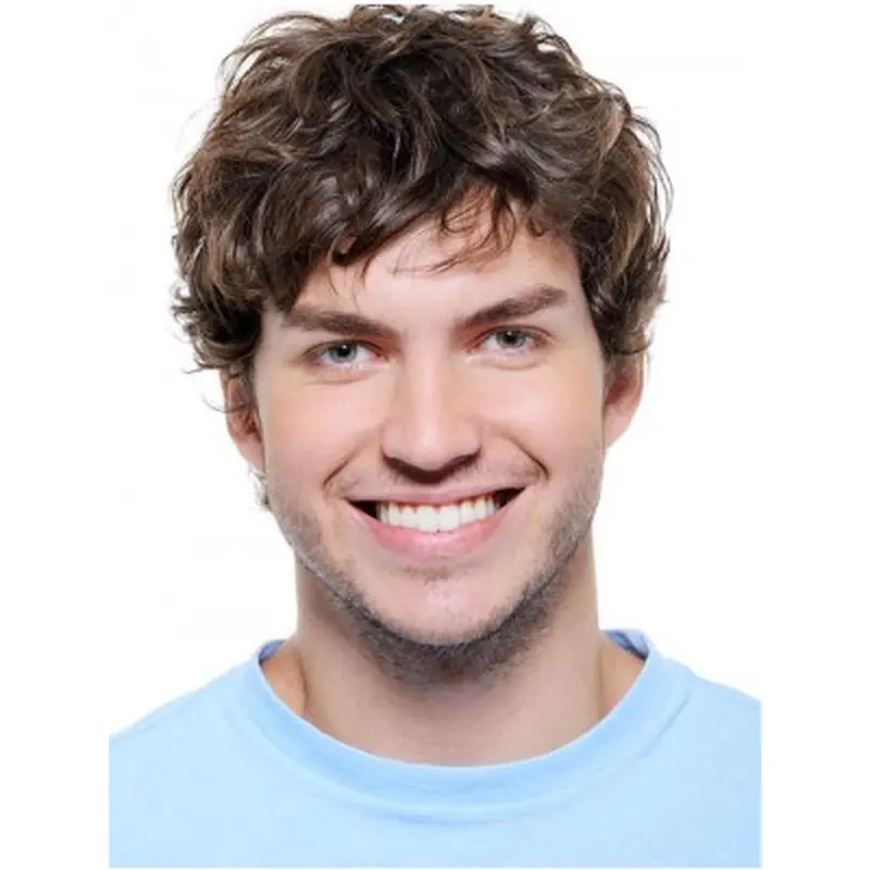 No-fuss Auburn Wavy Short Men Wigs