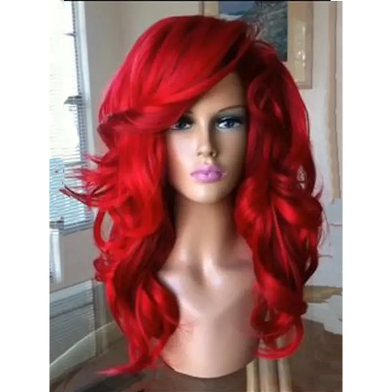 18 Inches Long Wavy Capless Synthetic Red Wigs